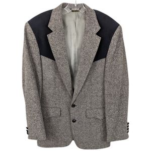 Vintage Western Classics Tweed And Suede Blazer Jacket 38S Pioneer Wear Blue